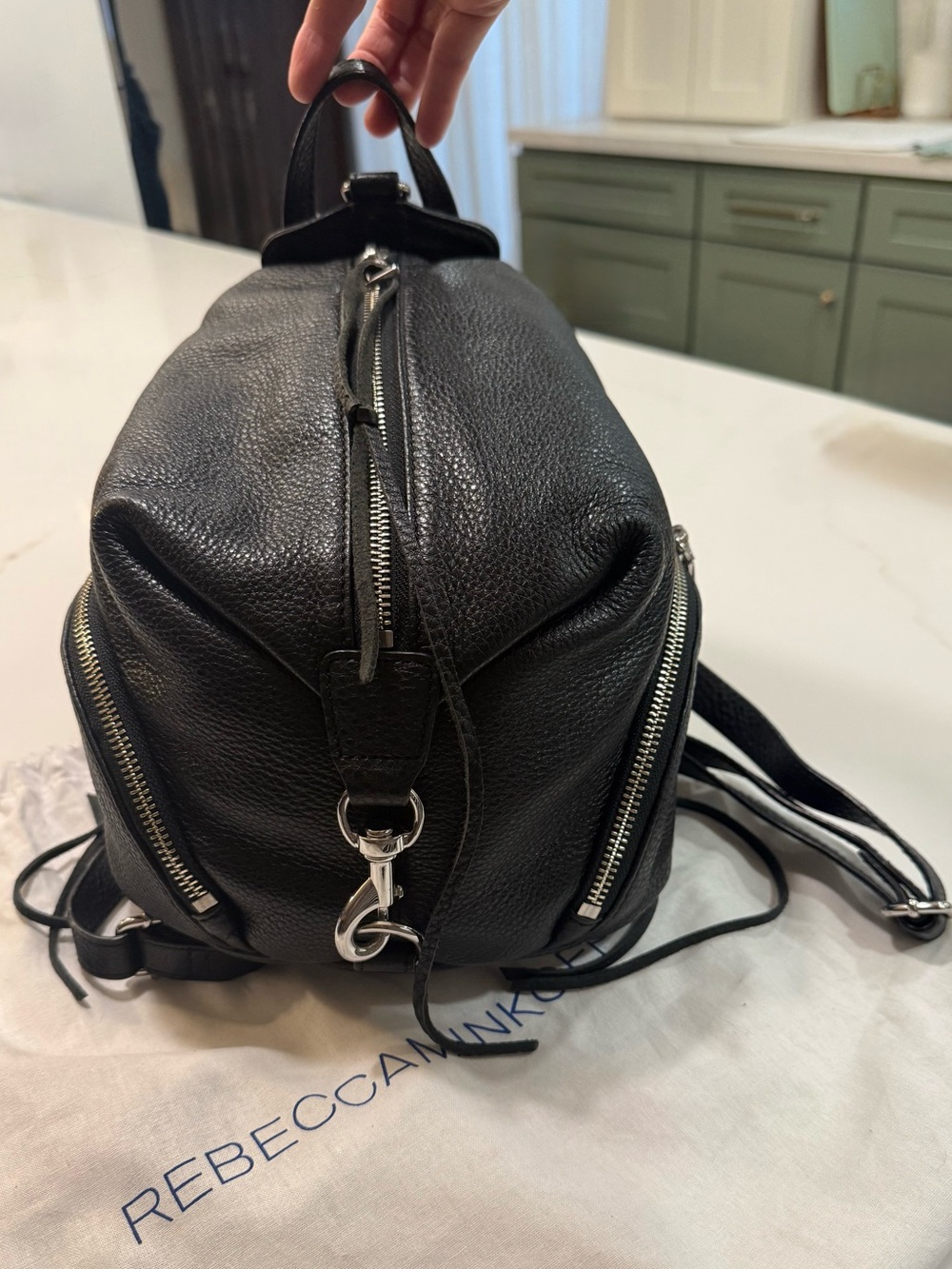 Rebecca Minkoff Julian Black Pebbled Leather Backpack